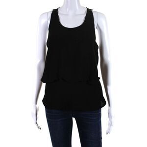 Towne Womens Crochet Straps Tank Top Black Size Small